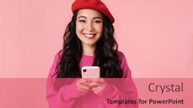  Presentation with optimistic - Beautiful presentation theme featuring image-of-optimistic-beautiful-asian backdrop and a coral colored foreground