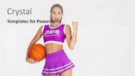  Presentation with happy image - Beautiful presentation theme featuring image-of-optimistic-happy-cheerleader backdrop and a white colored foreground