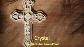  Presentation with stone cross - Beautiful PPT theme featuring image of ornate stone cross backdrop and a tawny brown colored foreground