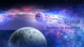  Presentation with media - Slides enhanced with image-of-outer-space-mixed background and a light blue colored foreground