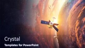  Presentation with media image - Slide set having image-of-outer-space-mixed background and a wine colored foreground