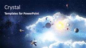  Presentation with media image - Beautiful presentation design featuring image-of-outer-space-mixed backdrop and a navy blue colored foreground