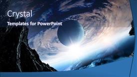  Presentation with media image - Presentation design having image-of-outer-space-mixed background and a navy blue colored foreground