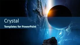  Presentation with media image - Amazing slides having image-of-outer-space-mixed backdrop and a ocean colored foreground