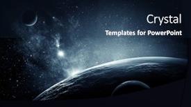  Presentation with media image - Presentation theme enhanced with image-of-outer-space-mixed background and a navy blue colored foreground