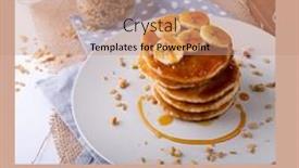  Presentation with snacks - Presentation theme having image-of-pancakes-with-bananas background and a coral colored foreground