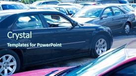  Presentation with cars - Presentation design featuring image of parked cars background and a ocean colored foreground