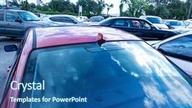  Presentation with cars - Cool new presentation theme with image of parked cars backdrop and a ocean colored foreground