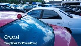  Presentation with cars - PPT theme enhanced with image of parked cars background and a ocean colored foreground