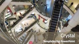  Presentation with people mall - Slide set featuring image of people at shopping background and a gray colored foreground