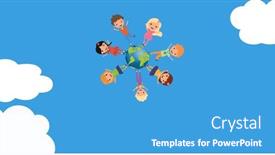  Presentation with refugee - Presentation featuring image-of-people-pictograms-standing background and a teal colored foreground