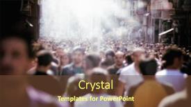  Presentation with rush hour - Cool new slides with image-of-people-walking backdrop and a tawny brown colored foreground