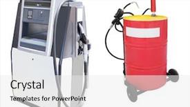  Presentation with pump - Beautiful PPT theme featuring refuse car - image of petrol pump backdrop and a white colored foreground