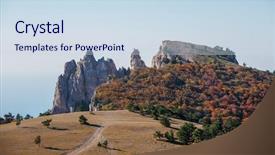  Presentation with mountain road up hill - Beautiful PPT layouts featuring image of picturesque mountain area backdrop and a sky blue colored foreground