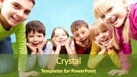  Presentation with children - PPT theme consisting of image of playful children lying background and a tawny brown colored foreground