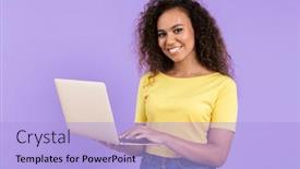  Presentation with african violet - Presentation design with laptop computer isolated over violet background and a light blue colored foreground