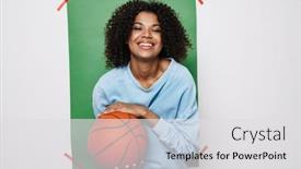  Presentation with basketball - Audience pleasing slides consisting of image-of-pleased-african-american backdrop and a light gray colored foreground