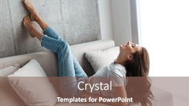  Presentation with home - Beautiful theme featuring image-of-pleased-brunette-young backdrop and a violet colored foreground