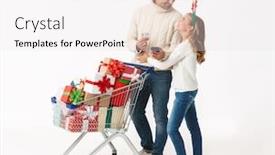  Presentation with family shopping - Colorful PPT theme enhanced with image-of-pleased-family-holding backdrop and a sky blue colored foreground