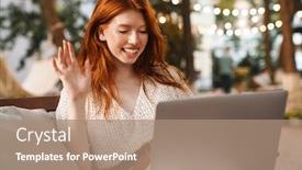  Presentation with ginger - Beautiful slide set featuring image-of-pleased-ginger-girl backdrop and a coral colored foreground