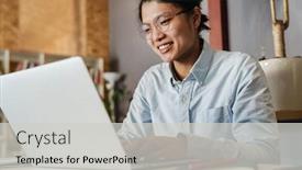  Presentation with asian - Theme featuring image-of-pleased-handsome-asian background and a light gray colored foreground