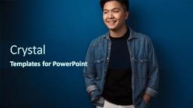  Presentation with handsome - Cool new slide set with image-of-pleased-handsome-asian backdrop and a navy blue colored foreground