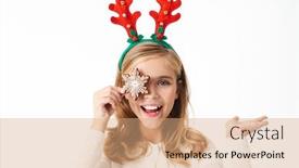  Presentation with antlers - Presentation theme with image-of-pleased-little-girl background and a coral colored foreground