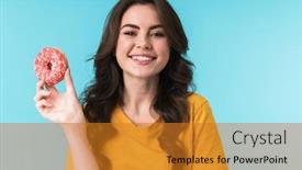  Presentation with optimistic - Cool new PPT theme with image-of-pleased-optimistic-positive backdrop and a gold colored foreground