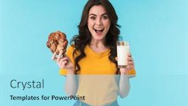  Presentation with pastries - Audience pleasing slides consisting of image-of-pleased-optimistic-young backdrop and a arctic colored foreground