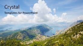  Presentation with kotor montenegro - Audience pleasing theme consisting of image of popular travel destination backdrop and a light blue colored foreground