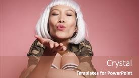  Presentation with kiss - Theme featuring image-of-positive-asian-girl background and a coral colored foreground