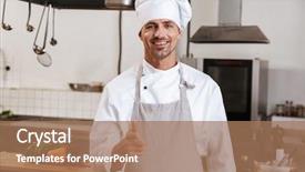  Presentation with restaurant kitchen - Cool new presentation with chiefs - image of positive male chief backdrop and a  colored foreground