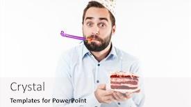  Presentation with birthday party - Beautiful presentation featuring image-of-positive-man-blowing backdrop and a lemonade colored foreground