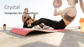  Presentation with women making - Theme featuring image-of-positive-sports-women background and a sky blue colored foreground