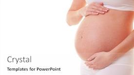  Presentation with pregnant woman - Theme having image of pregnant woman touching background and a white colored foreground