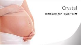  Presentation with motherhood - Audience pleasing slide set consisting of fertility health - image of pregnant woman touching backdrop and a white colored foreground