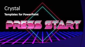  Presentation with press - Slides enhanced with image-of-press-start-text background and a  colored foreground