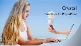  Presentation with composite - Slide set featuring image of pretty blonde using background and a  colored foreground