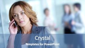  Presentation with conference phone calls - Presentation theme with image of pretty businesswoman calling background and a teal colored foreground