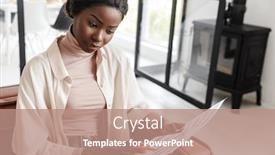  Presentation with african colors - Colorful presentation theme enhanced with image-of-pretty-serious-young backdrop and a coral colored foreground