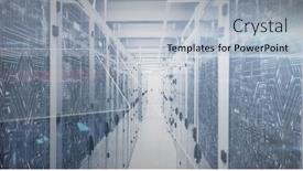  Presentation with informatics - Presentation design with image-of-processing-circle background and a light blue colored foreground