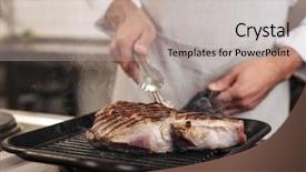  Presentation with grilling - Cool new presentation design with chiefs - image of professional male chief backdrop and a  colored foreground