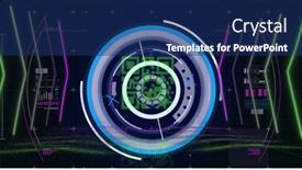  Presentation with scope - PPT theme enhanced with image-of-qr-code-over background and a navy blue colored foreground