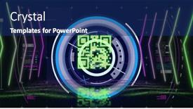  Presentation with scope - Slide set enhanced with image-of-qr-code-over background and a navy blue colored foreground