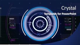  Presentation with scope - PPT theme featuring image-of-qr-code-over background and a navy blue colored foreground