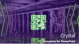  Presentation with servers - PPT theme enhanced with image-of-qr-code background and a violet colored foreground