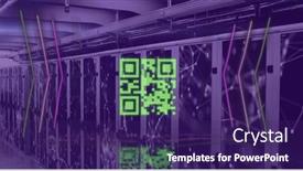  Presentation with servers - Presentation design having image-of-qr-code background and a violet colored foreground