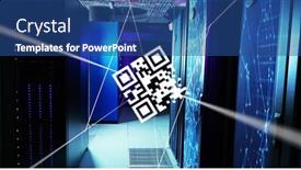  Presentation with servers - Presentation design with image-of-qr-code background and a ocean colored foreground