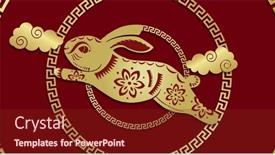  Presentation with chinese new year - Slide deck consisting of image-of-rabbit-and-shapes background and a tawny brown colored foreground