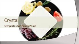  Presentation with cube - Presentation theme with image of rare olives and feta cube background and a lemonade colored foreground